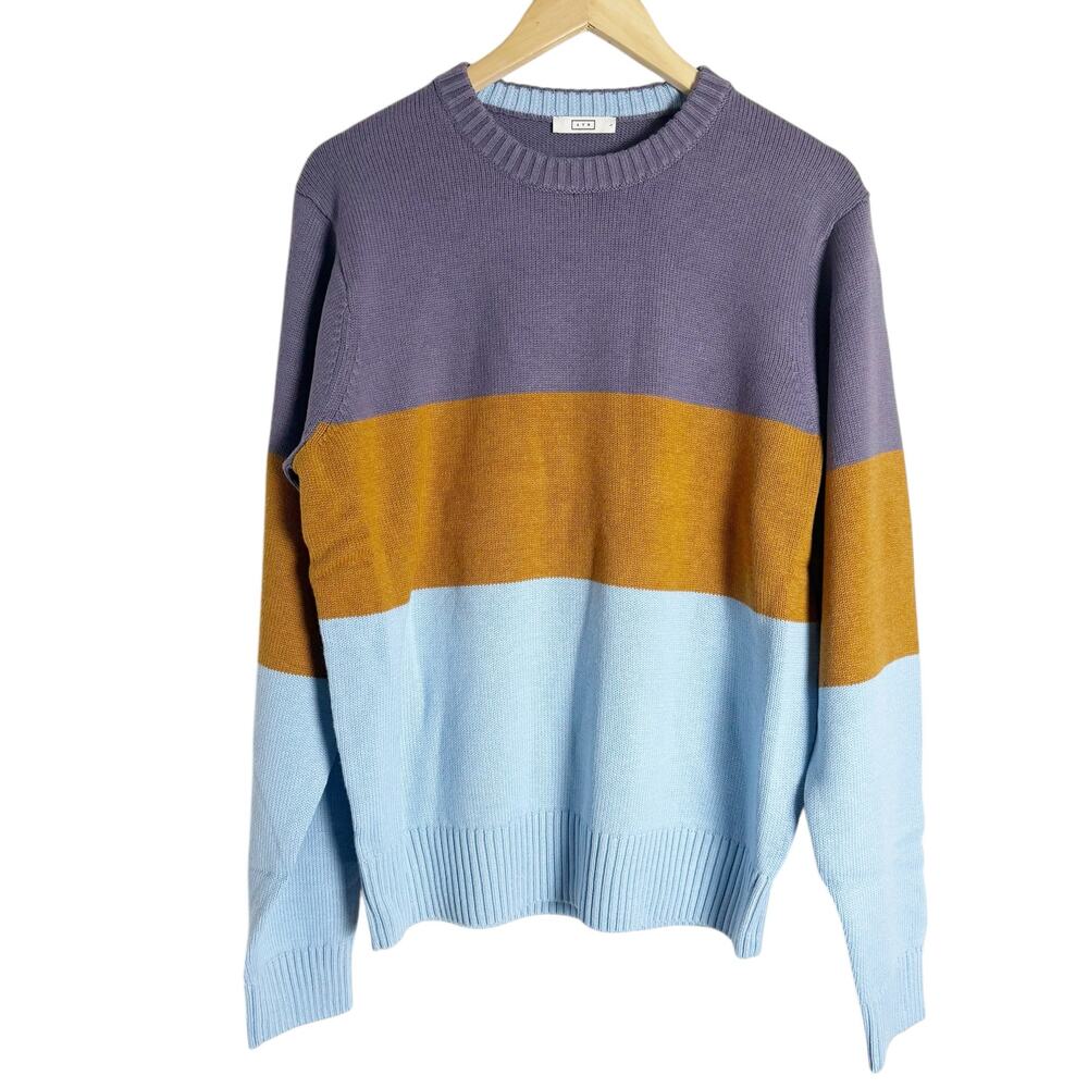 AYR The Yachty Moma Colorblock Crewneck Merino Wool Sweater Size Large